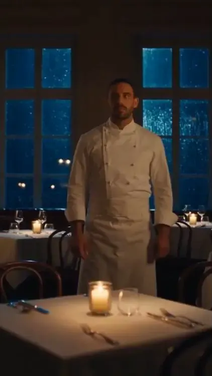 Le chef seul dans sa salle vide